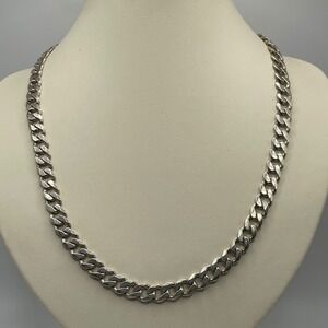 OTC Italy 925 Heavy Sterling Silver Curb Link Chain Necklace 8mm 20in Textured